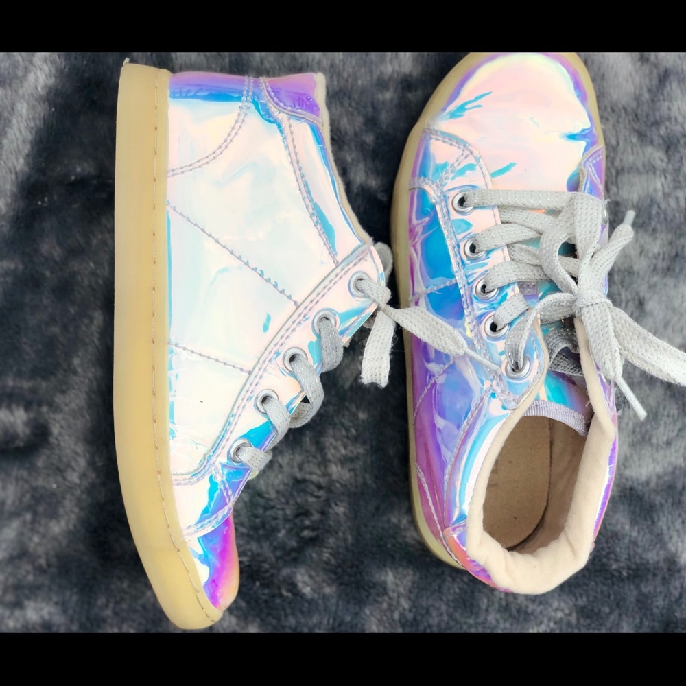 Girls size 13 rainbow metallic lowtop sneakers. $7